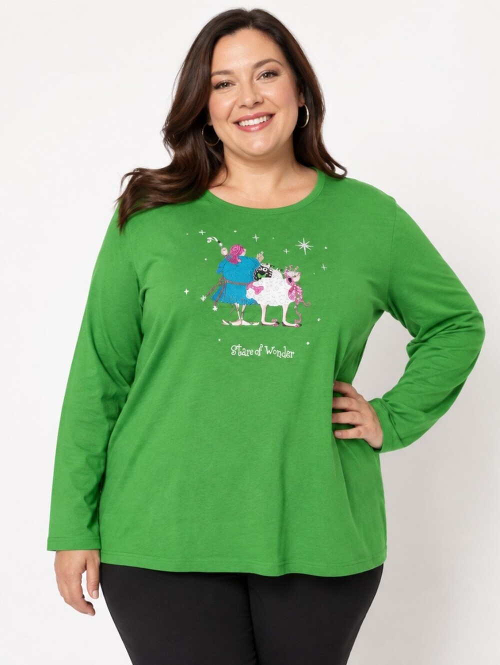 Quacker Factory Women's Embroidered Star Of Wonder Top 1x New